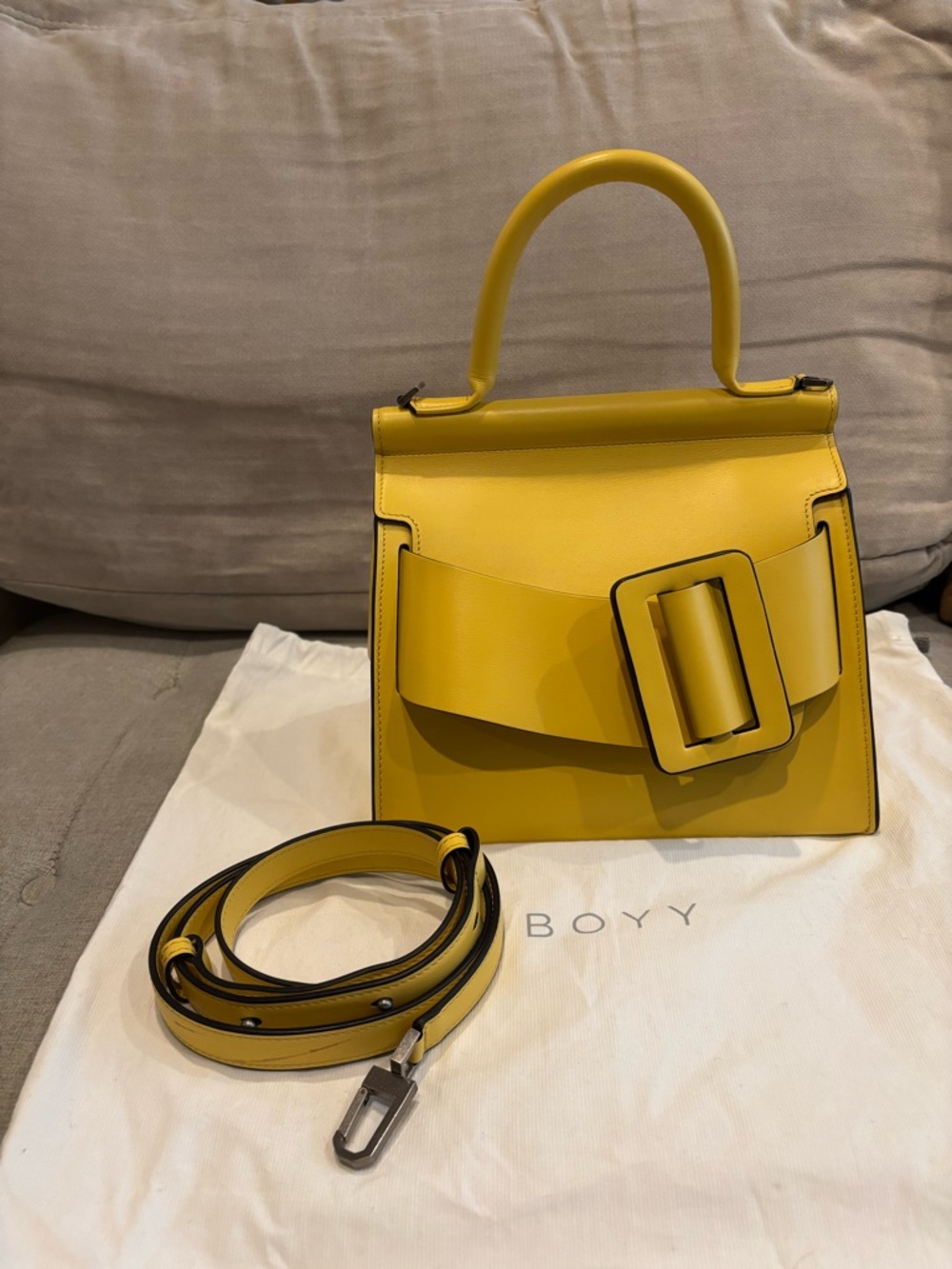 BOYY Yellow Karl 24 Small Top-Handle Satchel with Oversized Buckle